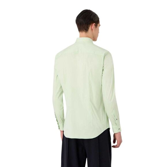 Emporio Armani Mens Plain Cotton Shirt / Green - Picture 2 of 5